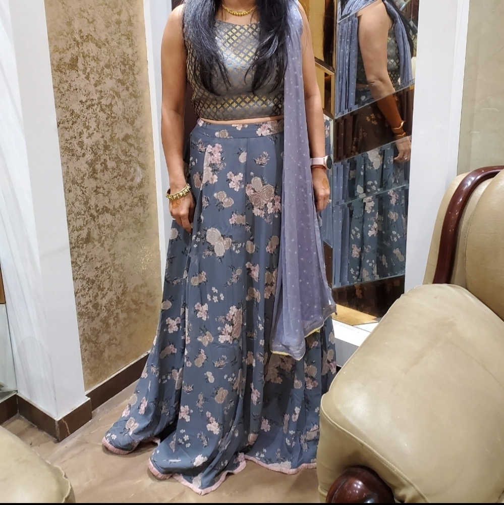 Floral Grey Lehenga Or Skirt Indian
